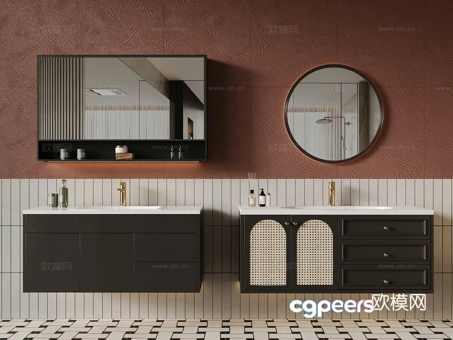 French bathroom cabinet bathroom cabinet combination 3D model