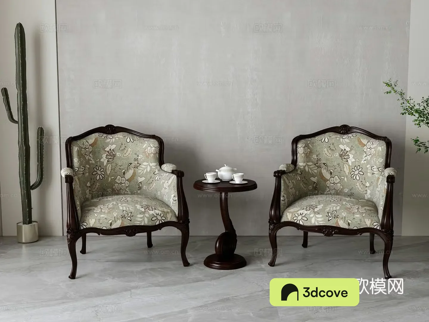 American casual chair combination 3D model