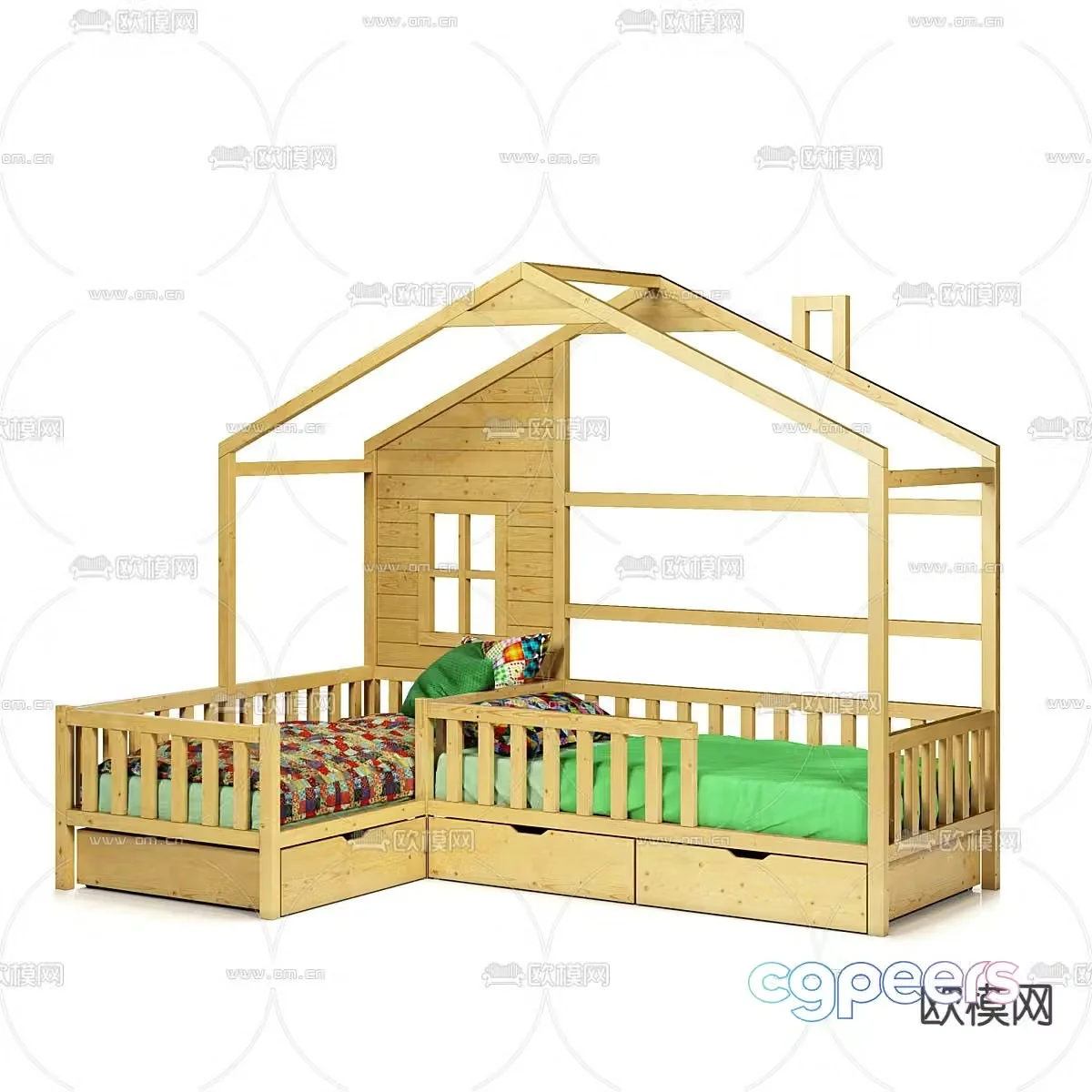 Modern children’s bed crib 3d model