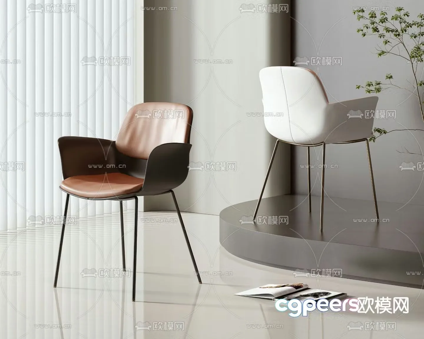 leather chair dining chair 3d model