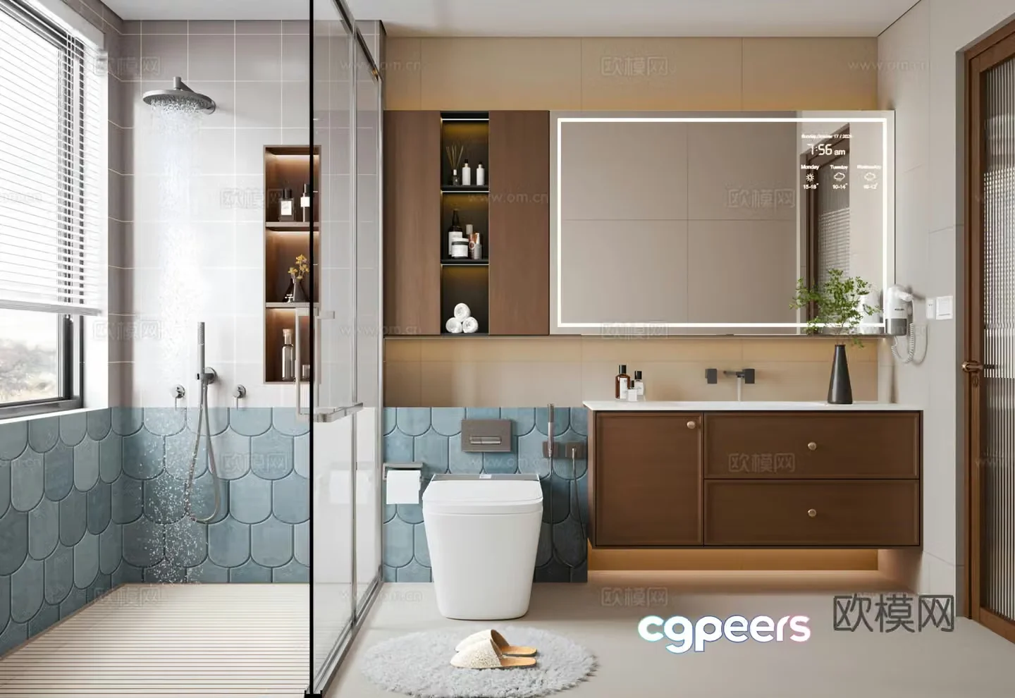 Modern medieval style bathroom bathroom cabinet bathroom mirror shower toilet bathroom supplies 3D model