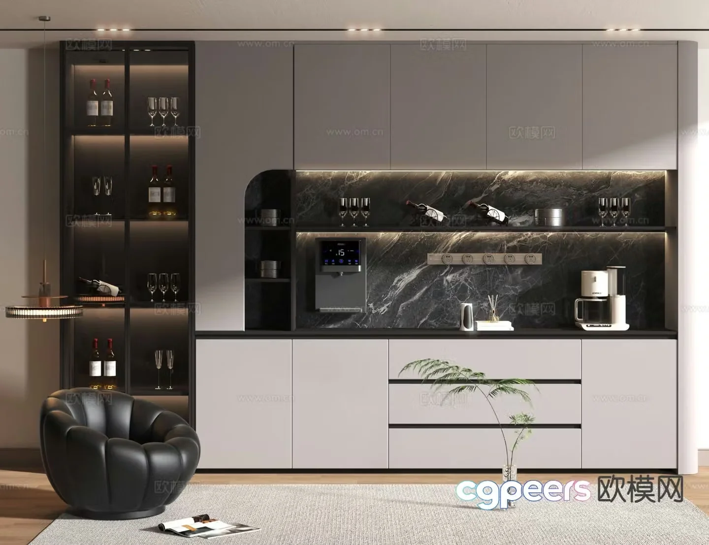 Modern wine cabinet sideboard 3d model