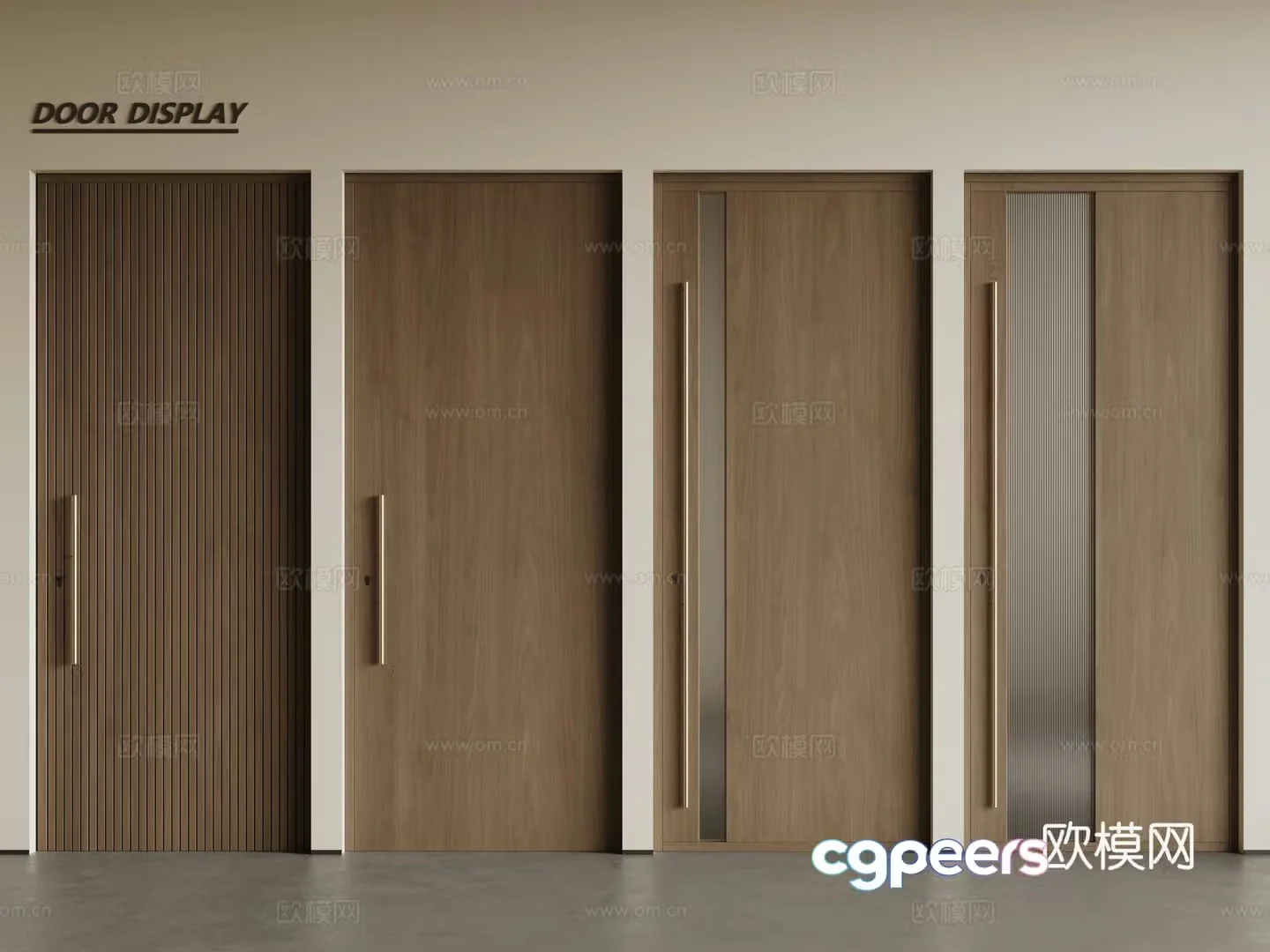 Modern single-open door wooden door swing door single-open door combination 3D model