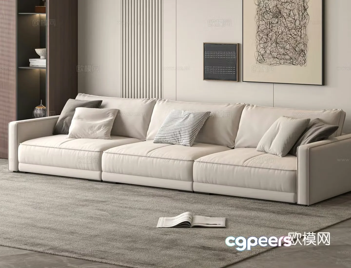 Modern three-seat sofa 3d model