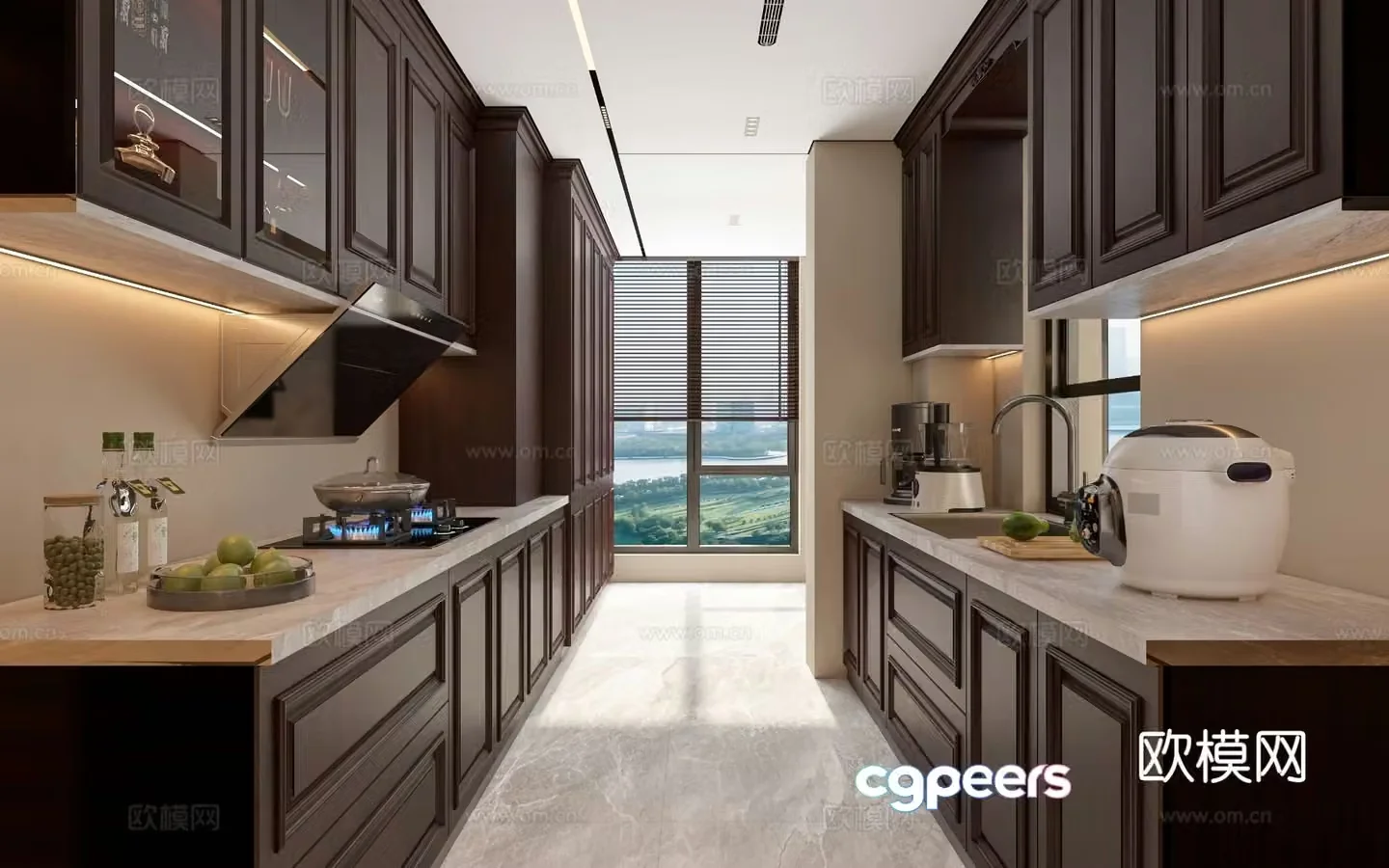 New Chinese style kitchen cabinet 3d model