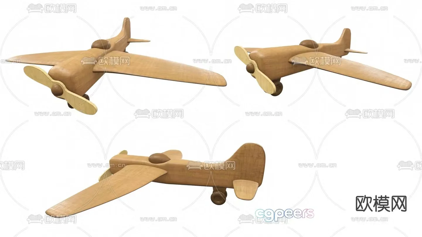 Modern wooden airplane toy 3d model