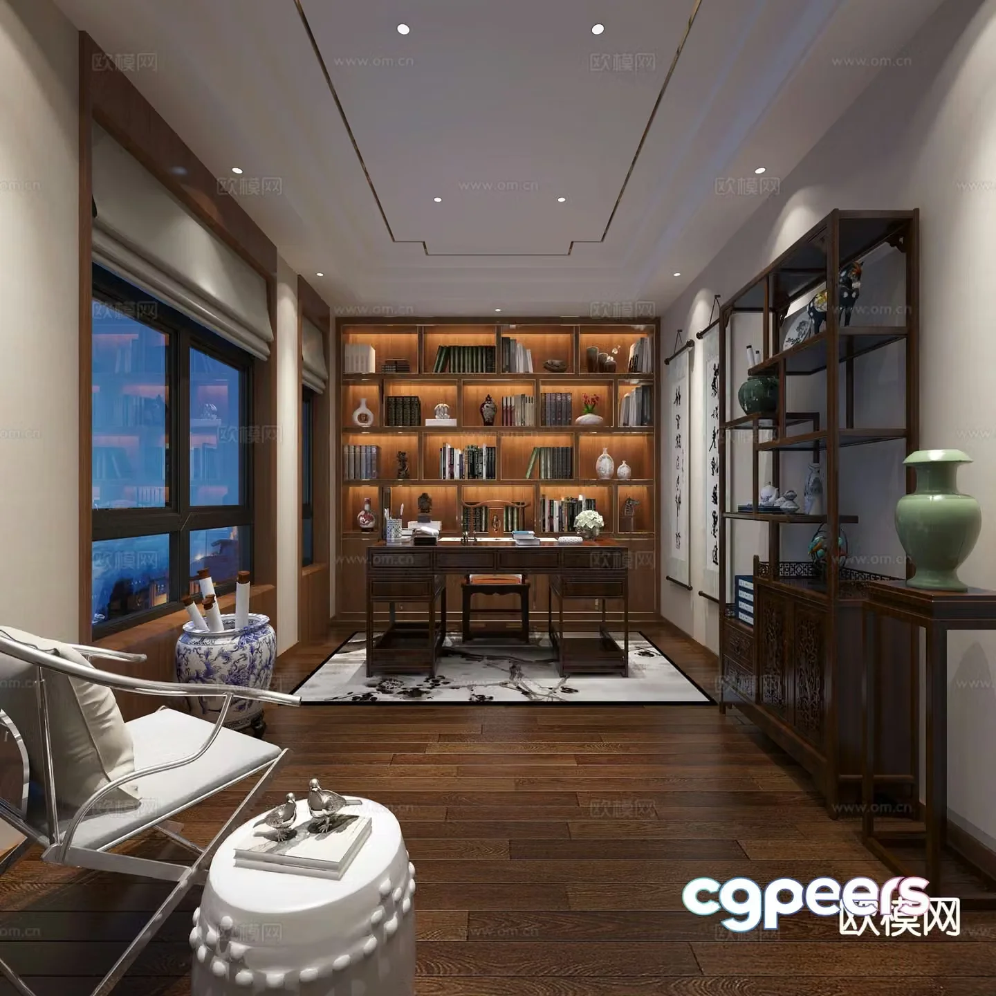 New Chinese style study 3D model
