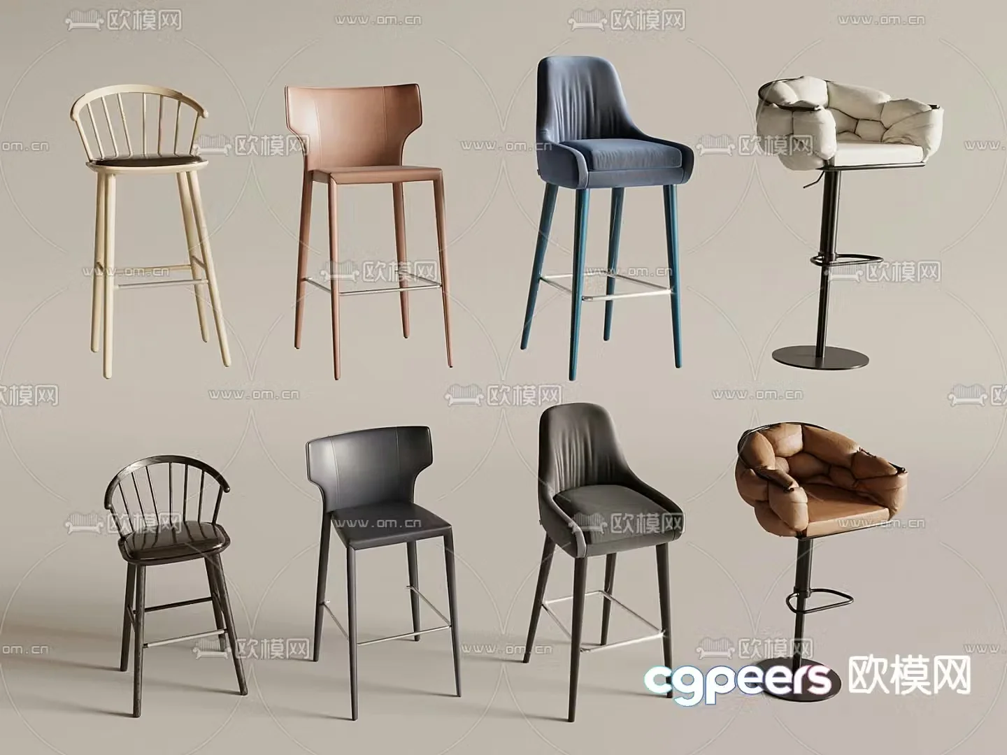 Modern bar chair high chair 3d model