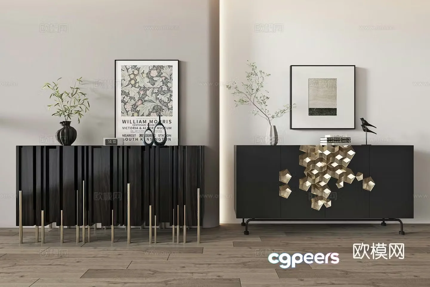 Modern light luxury entrance cabinet end view cabinet shoe cabinet side cabinet 3D model