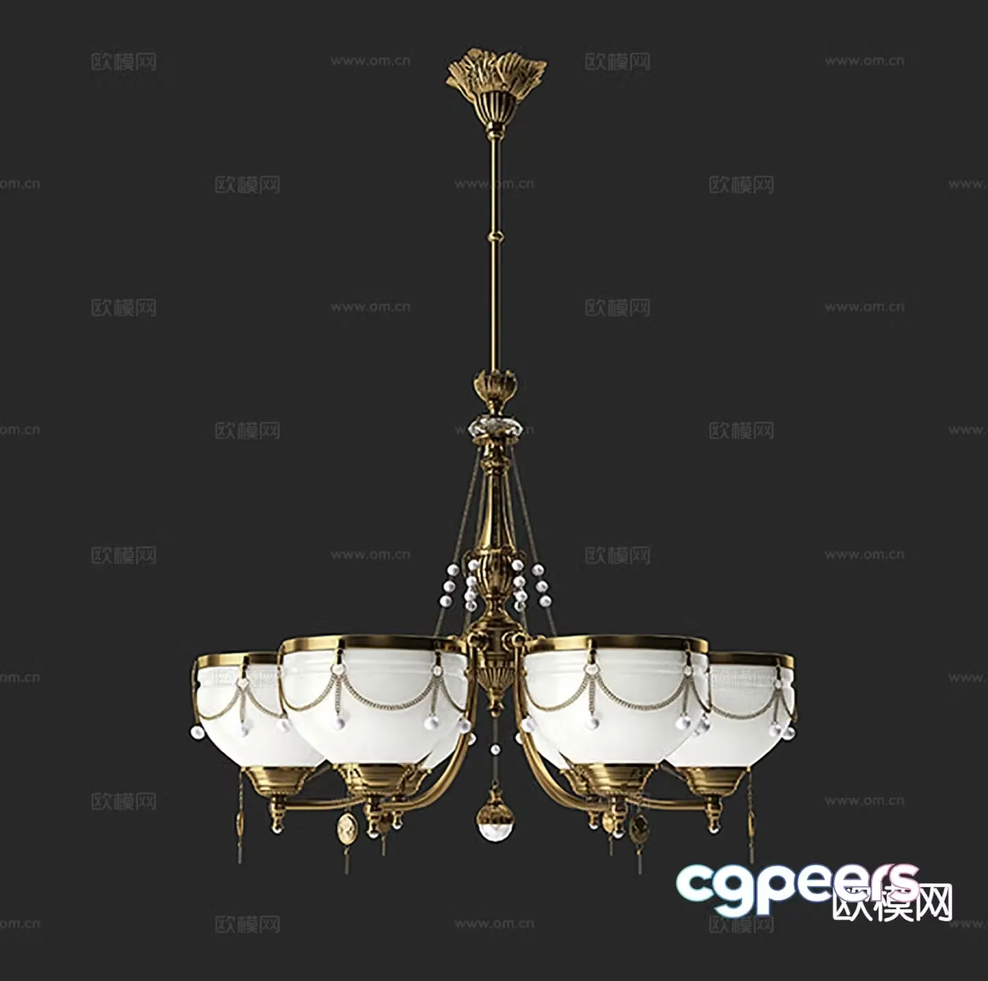 Modern multi-head chandelier 3d model