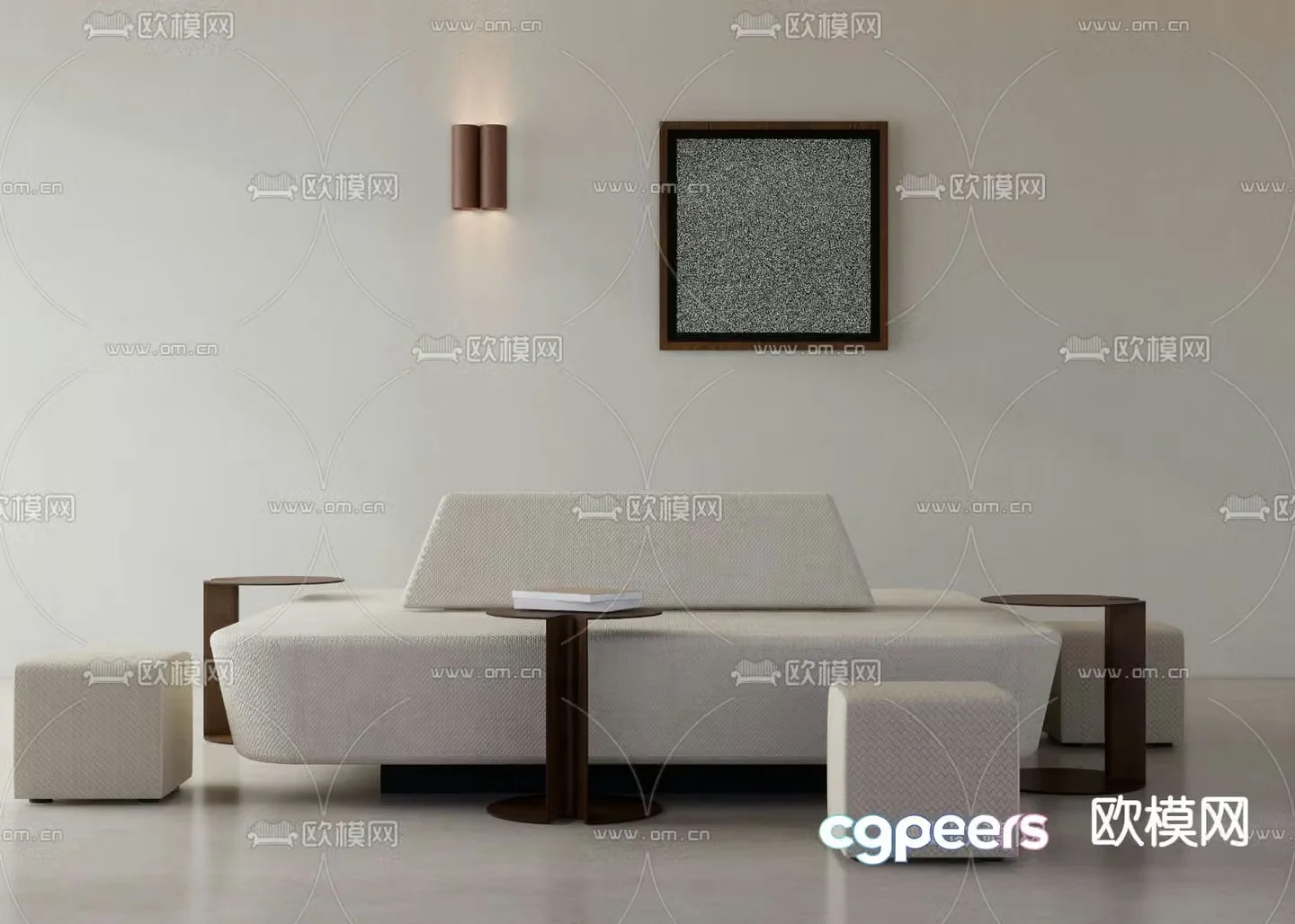 Card seat sofa public sofa 3d model