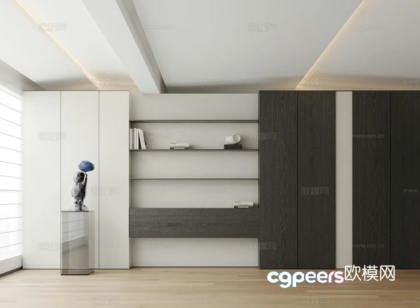 Modern side cabinet bookcase decoration cabinet ornament 3D model