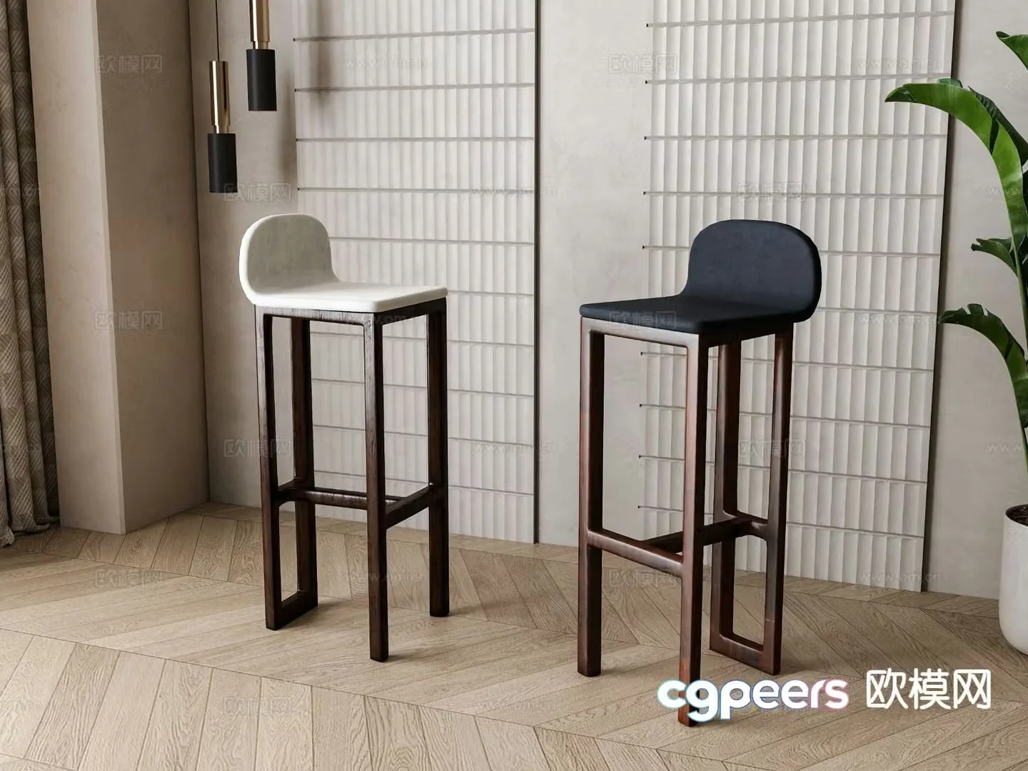 American bar stool bar stool high stool 3d model