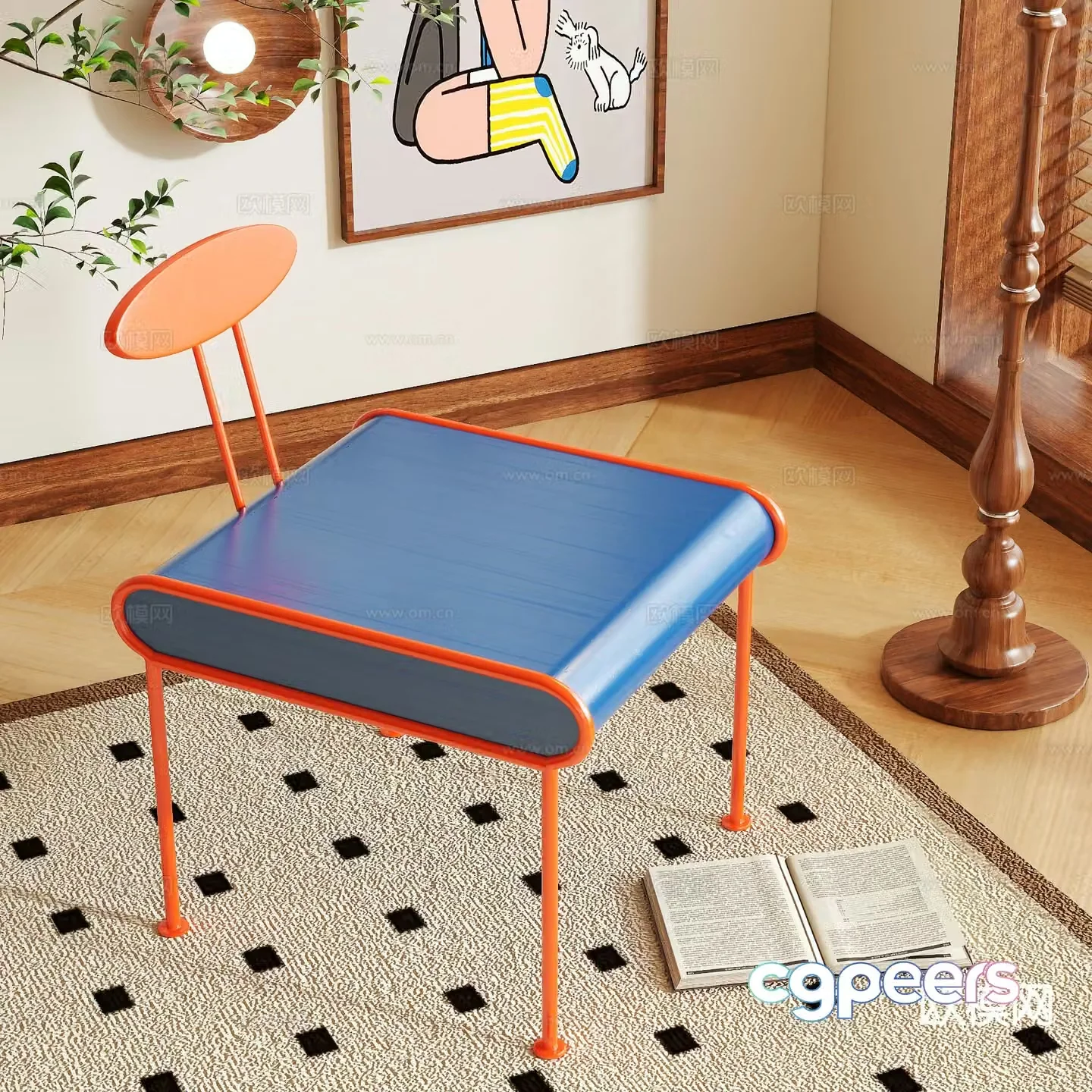 Memphis style chair leisure chair single chair 3d model