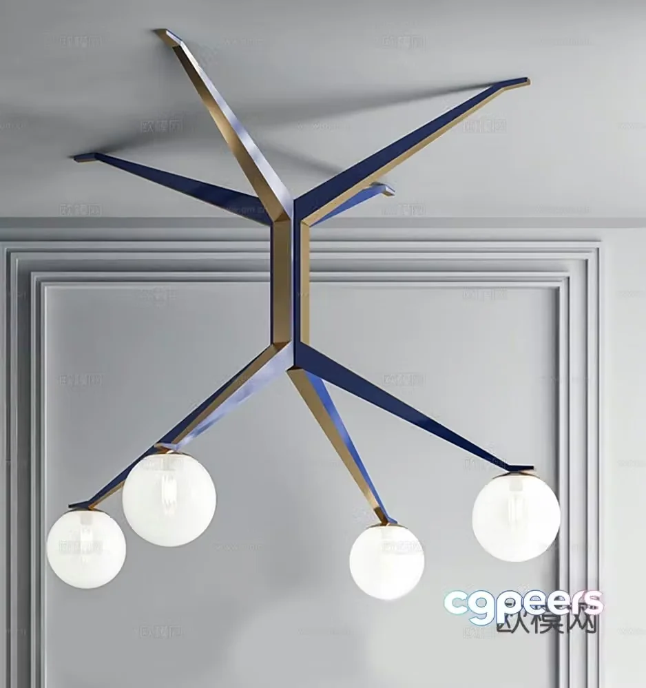 Modern stainless steel chandelier lighting 3d model