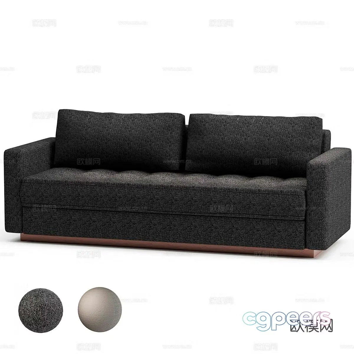 Modern simple double sofa fabric sofa 3d model