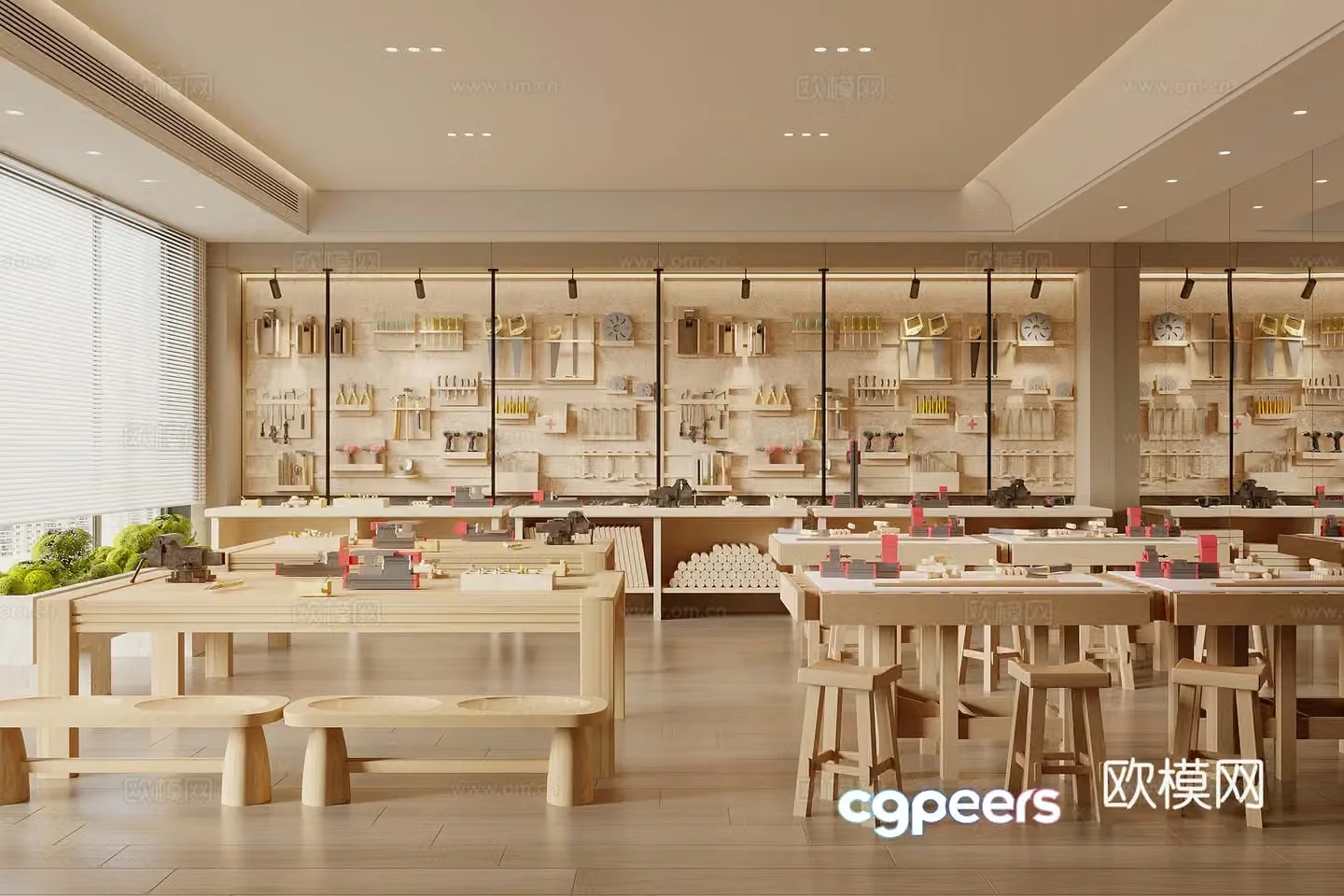 Modern carpentry classroom 3d model