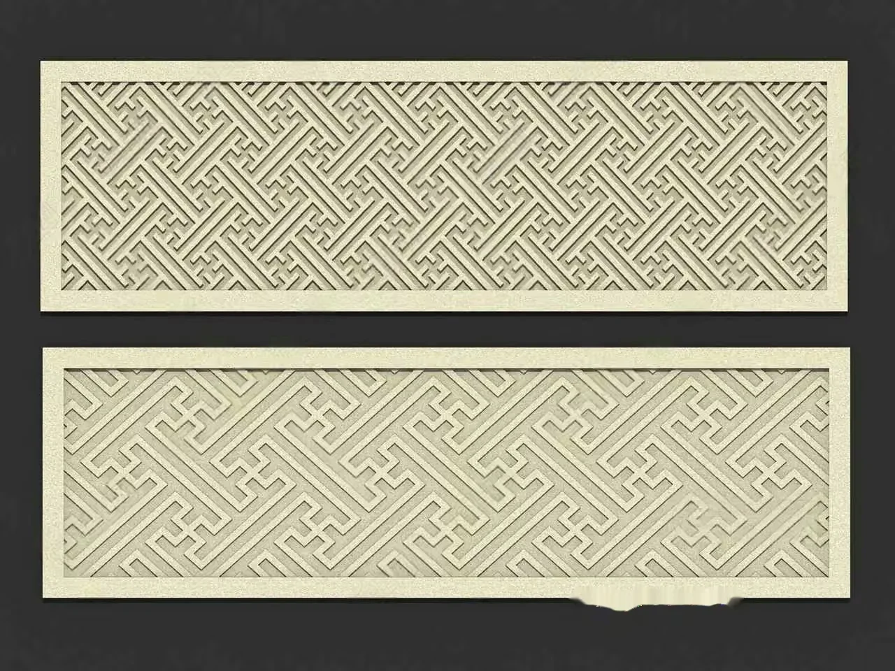 Two Beige Rectangular Decorative Wall Panels With A Greek Key Pattern 3D Model – 9410 – VRAY Render