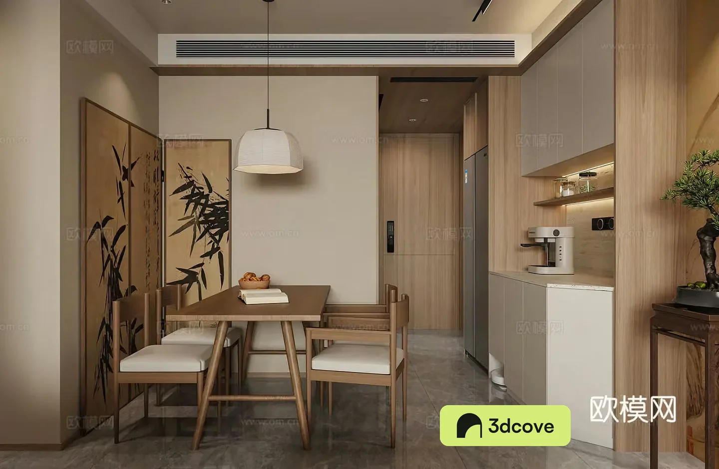 Middle-aged restaurant Wine cabinet Coffee machine Wasabi restaurant Middle-aged restaurant New Chinese restaurant 3D model