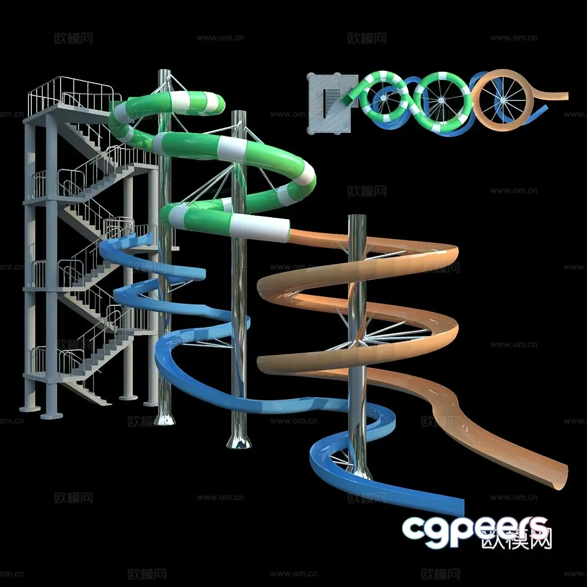 A Water Slide 3D Model – 4647 – VRAY Render