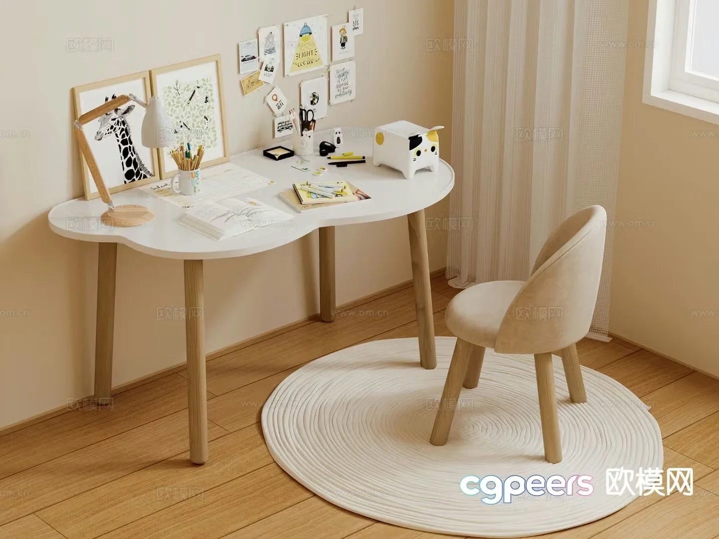 Modern children’s desk chair 3d model
