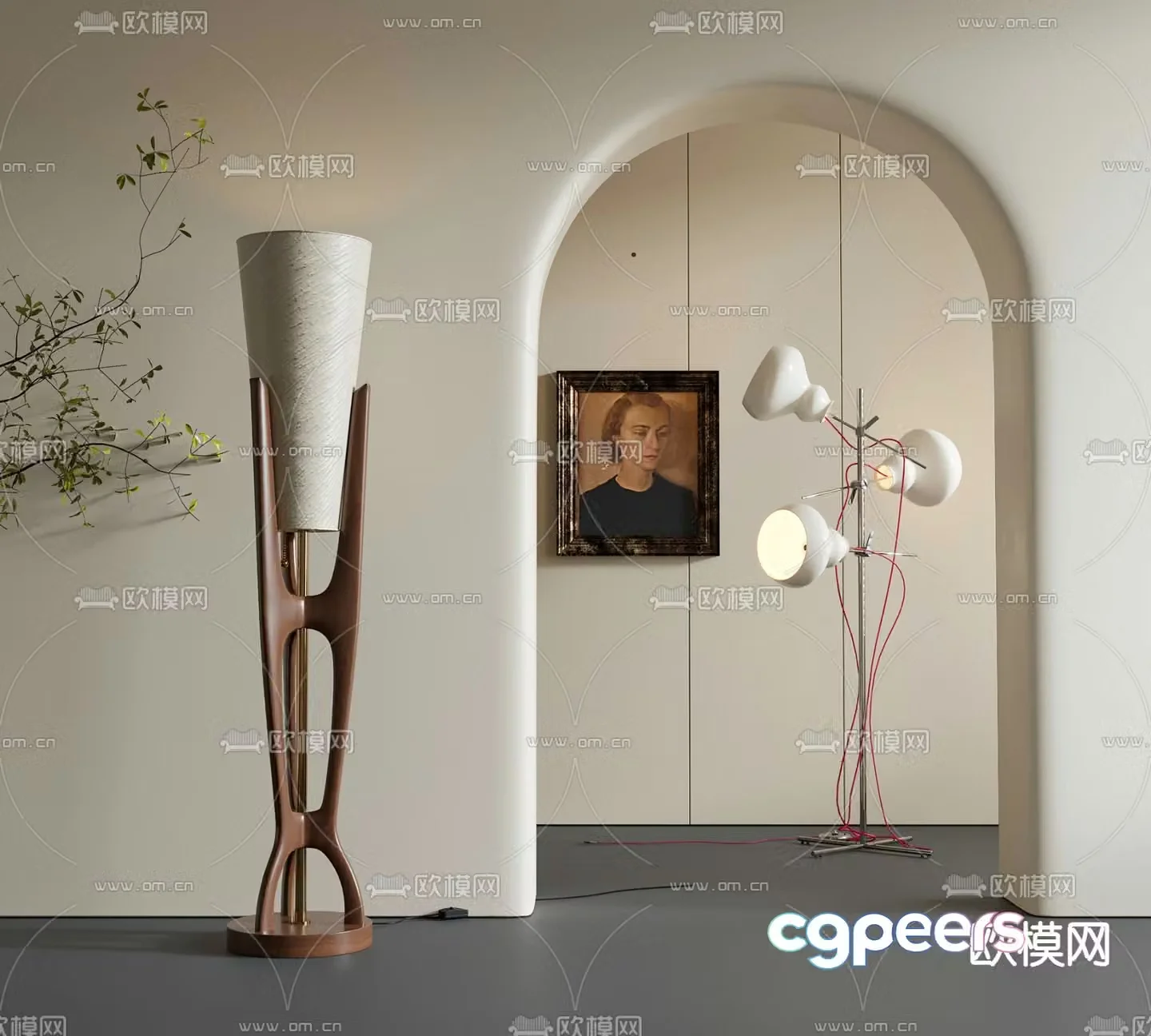 Medieval style floor lamp 3d model