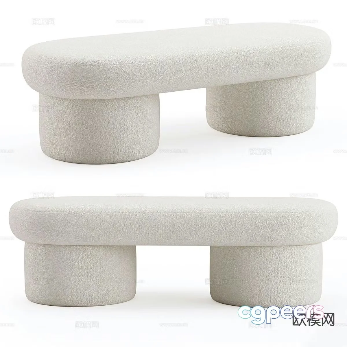 Bed end stool sofa bench footrest shoe changing stool 3d model