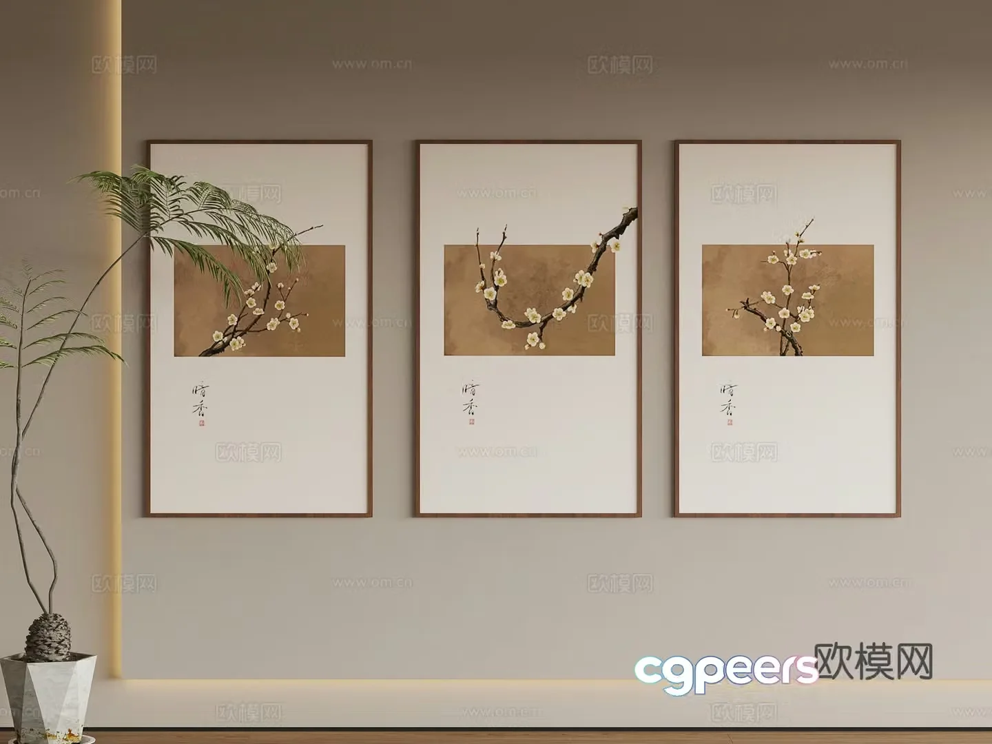 New Chinese style hanging painting 3D model