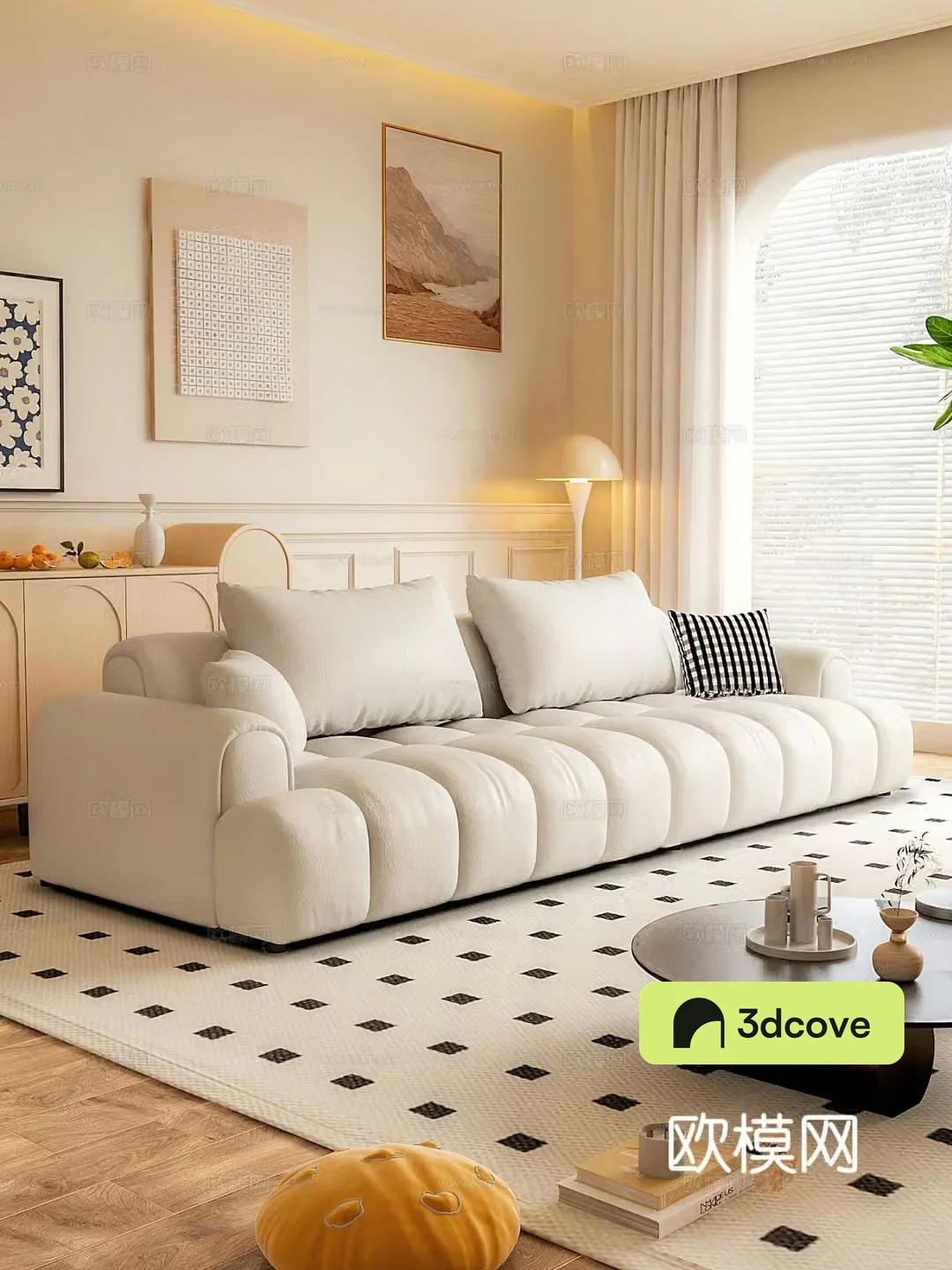 Double sofa leather sofa