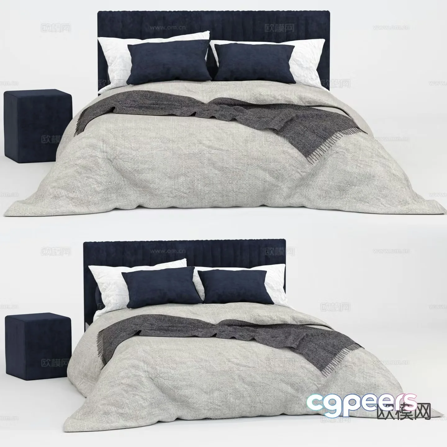 Modern double bed 3d model