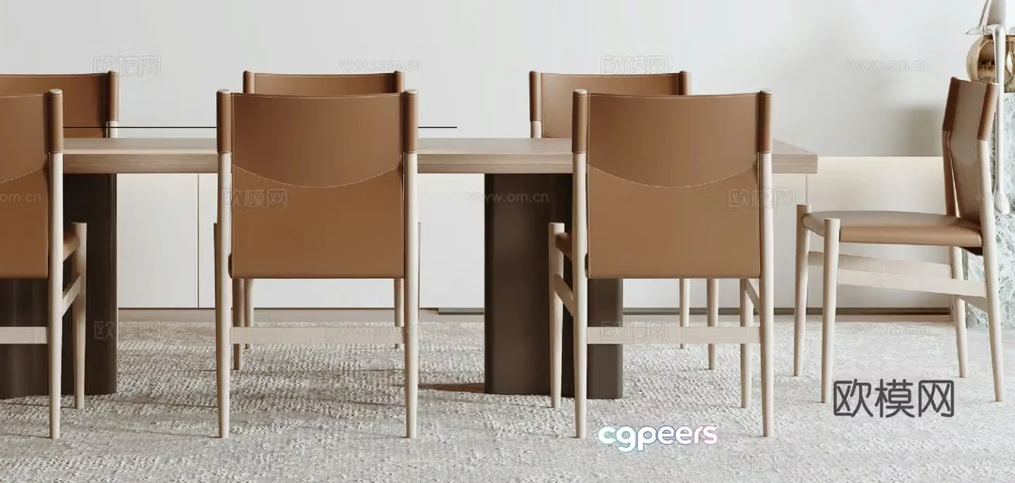 Modern dining table and chairs 3d model
