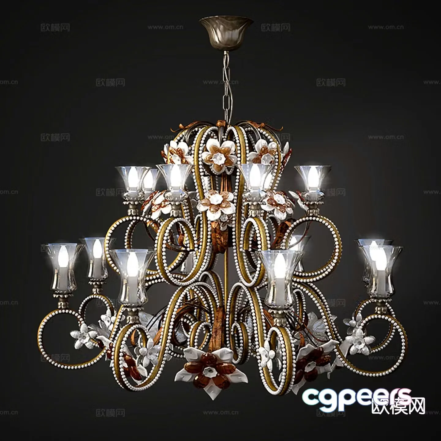 Simple European chandelier hall chandelier 3d model