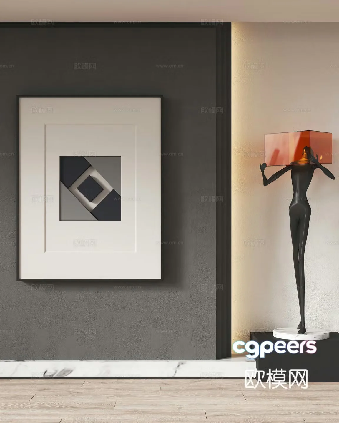 Modern decorative hanging paintings sculpture ornaments 3D model