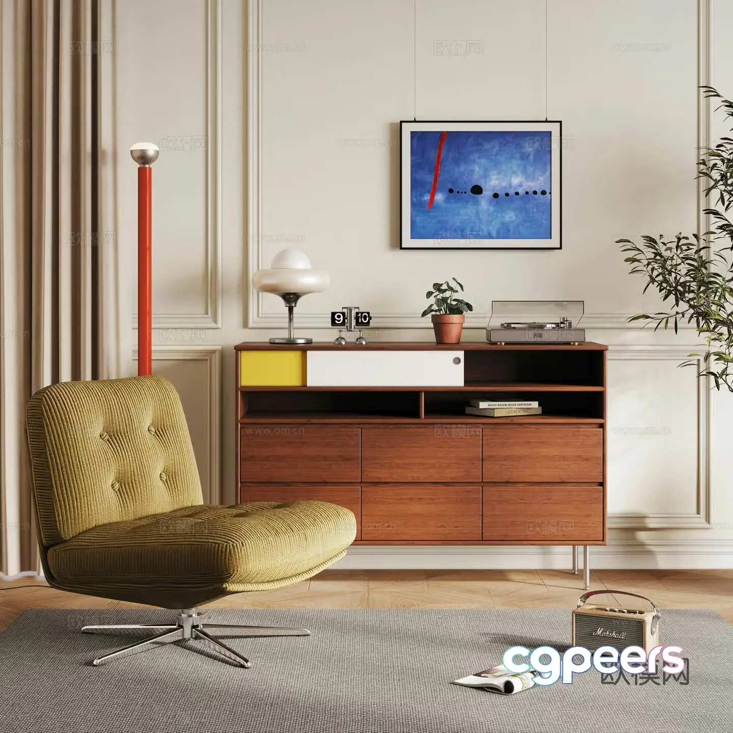 Bauhaus entrance cabinet single chair 3D model