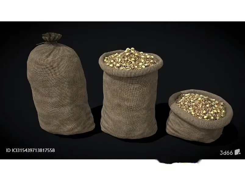 Three Bags Of Nuts 3D Model – 6487 – VRAY Render