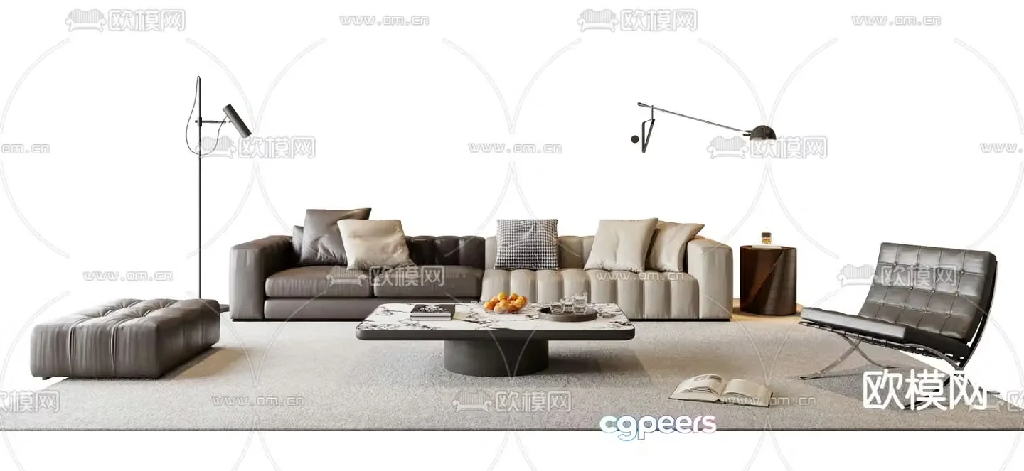 Italian sofa modular sofa 3d model