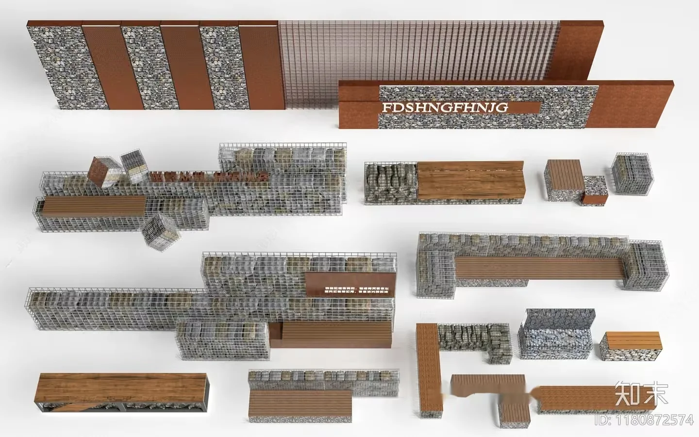 This Image Showcases A 3D Rendering Of A Gabion Wall A 3D Model – 11217 – VRAY Render