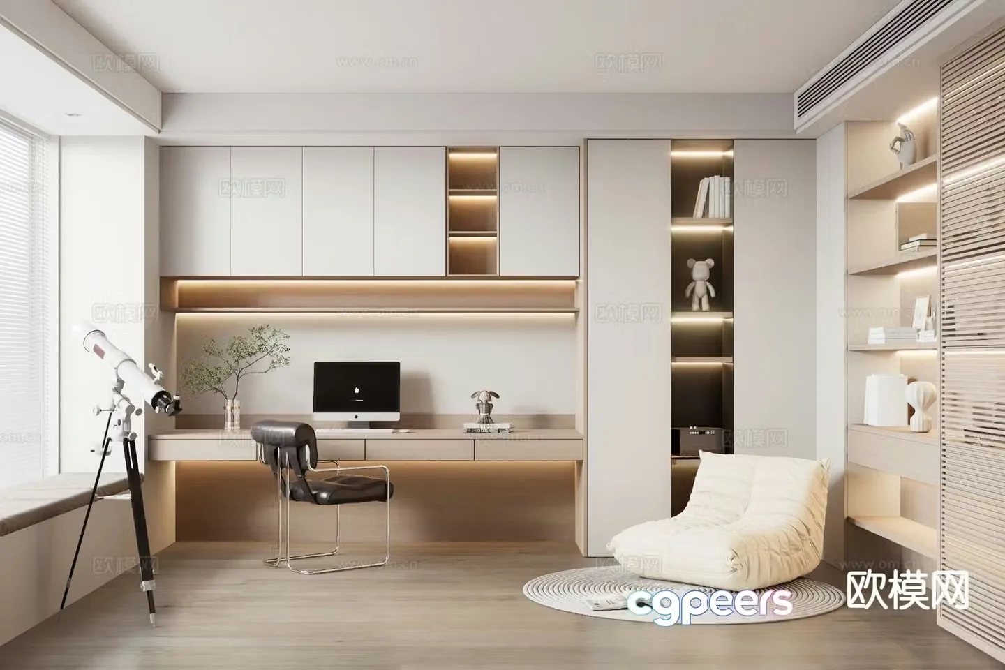Modern study room 3d model