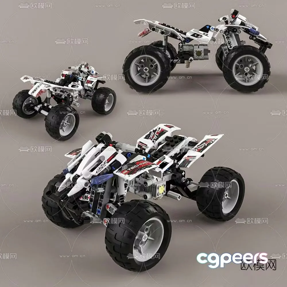 Modern building block four-wheel drive toy car 3d model