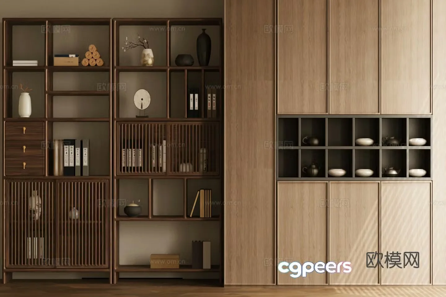 New Chinese style antique shelf Solid wood storage rack Solid wood antique shelf Tea room antique shelf Tea cabinet 3D model