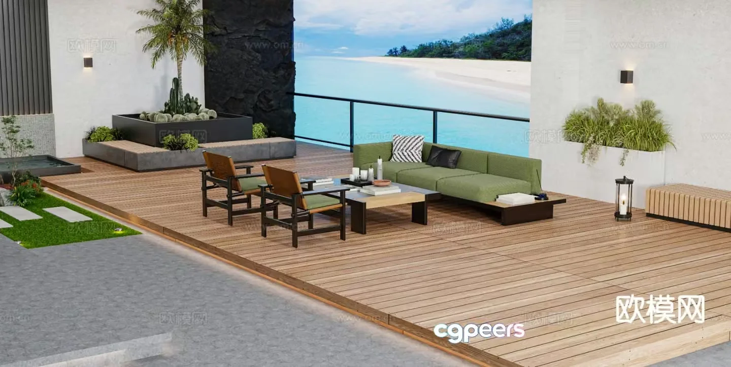 outdoor sofa sectional sofa beach sofa 3d model