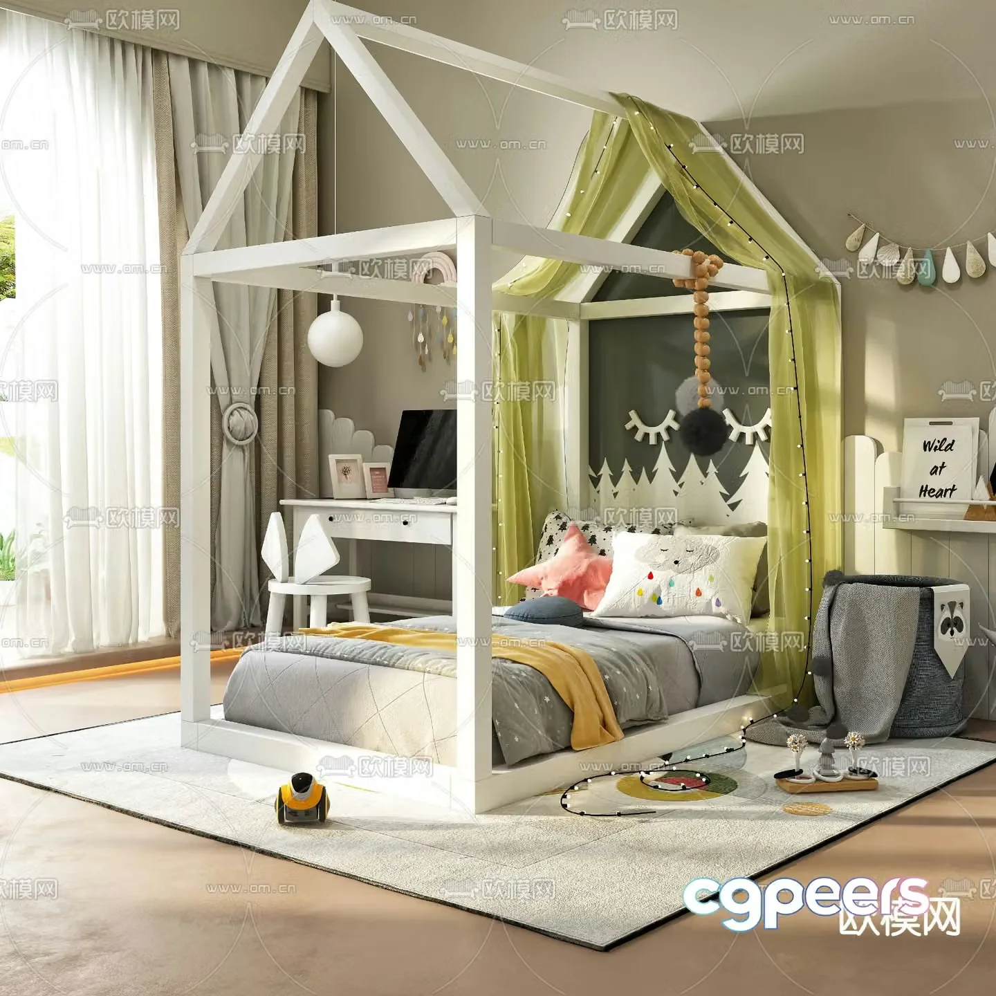Modern children’s bed 3d model