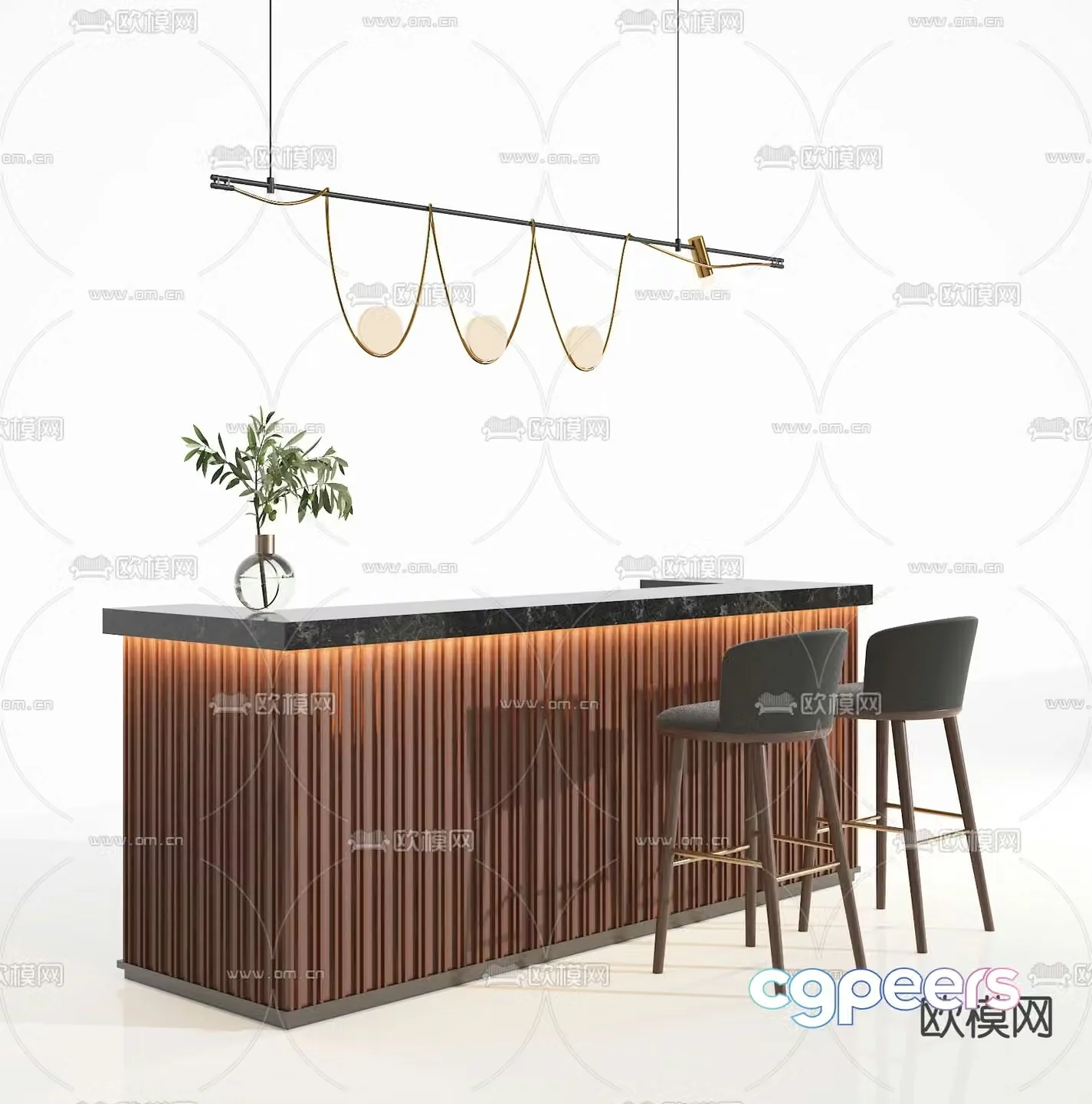Bar counter bar chair 3d model