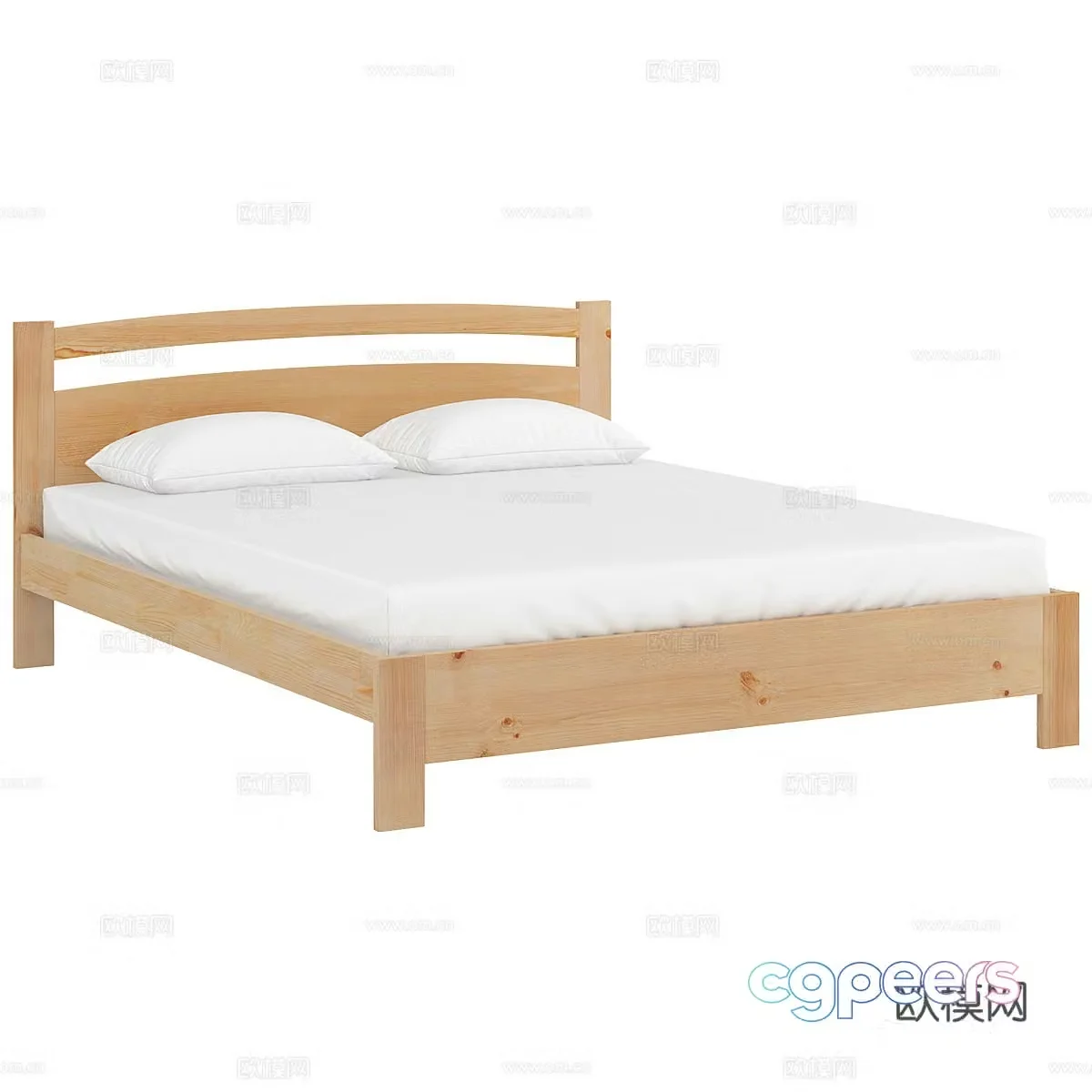 Nordic simple double bed double bed simple bed 3d model