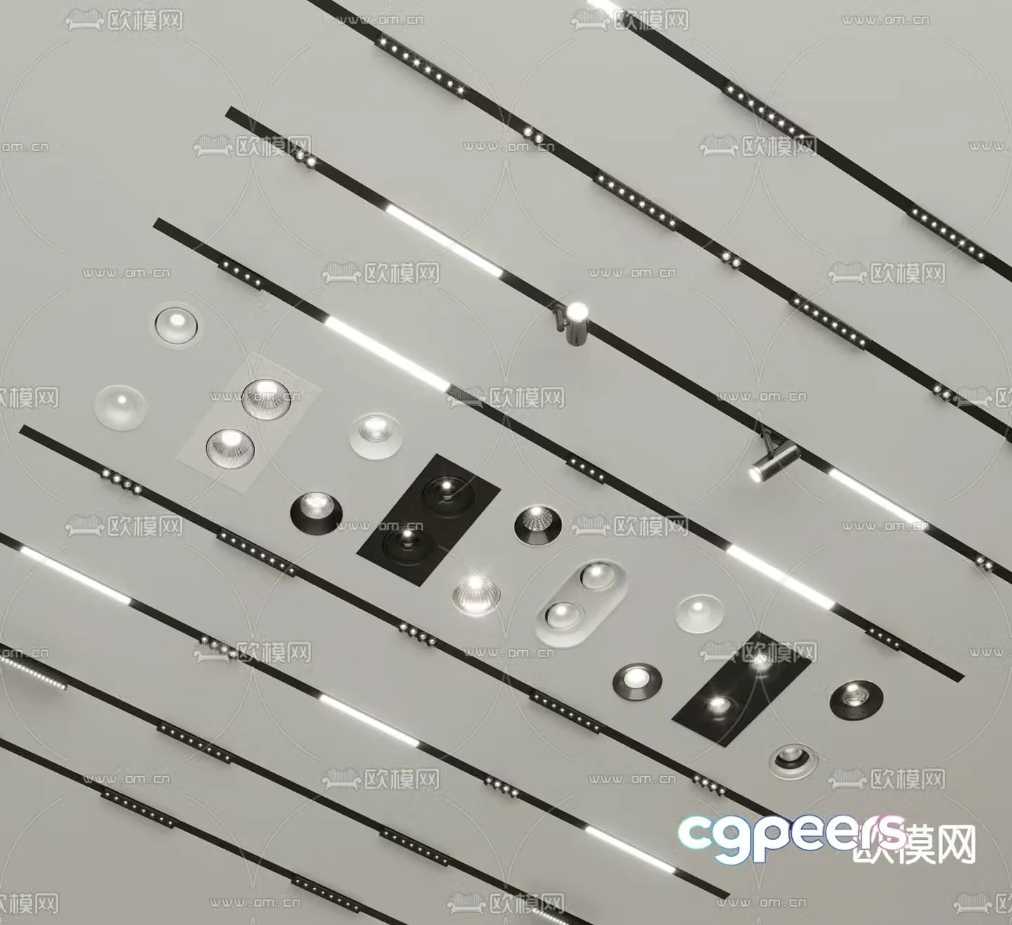 Downlight spotlight magnetic light track light 3d model
