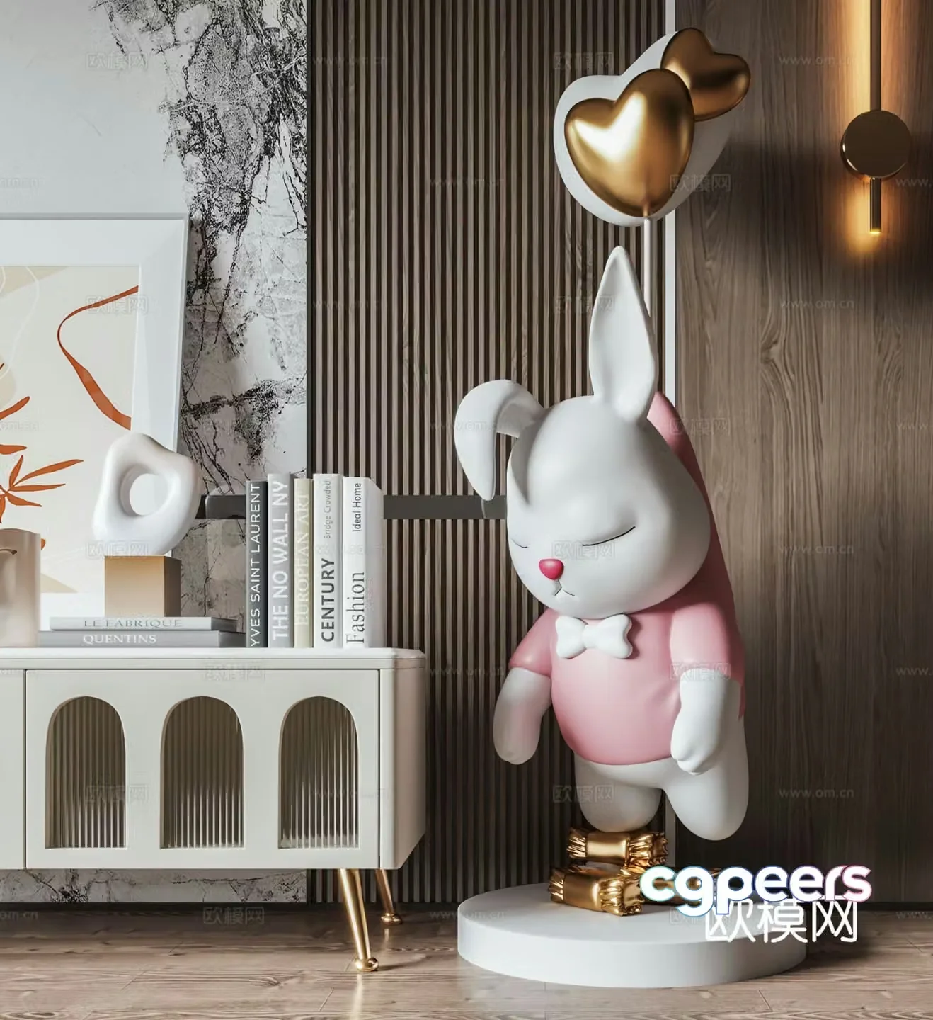 Rabbit trendy toy sculpture doll cartoon ornament 3d model