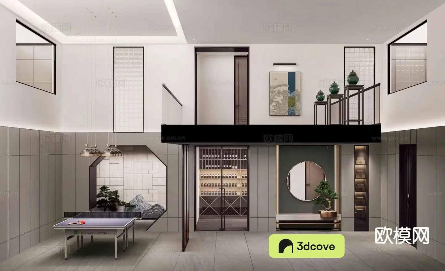 New Chinese style villa entertainment room basement
