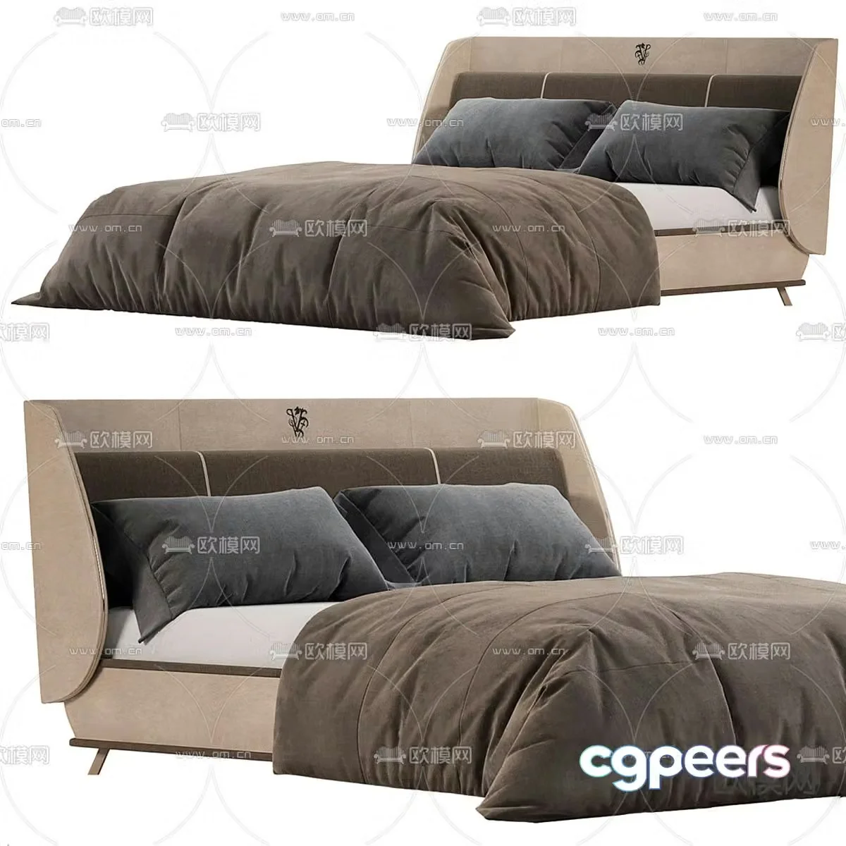 Modern fabric double bed 3d model