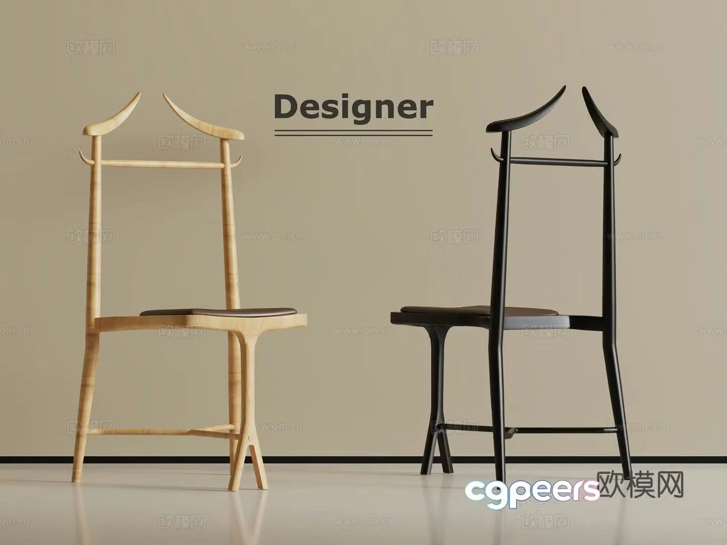New Chinese style single chair dining chair 3D model