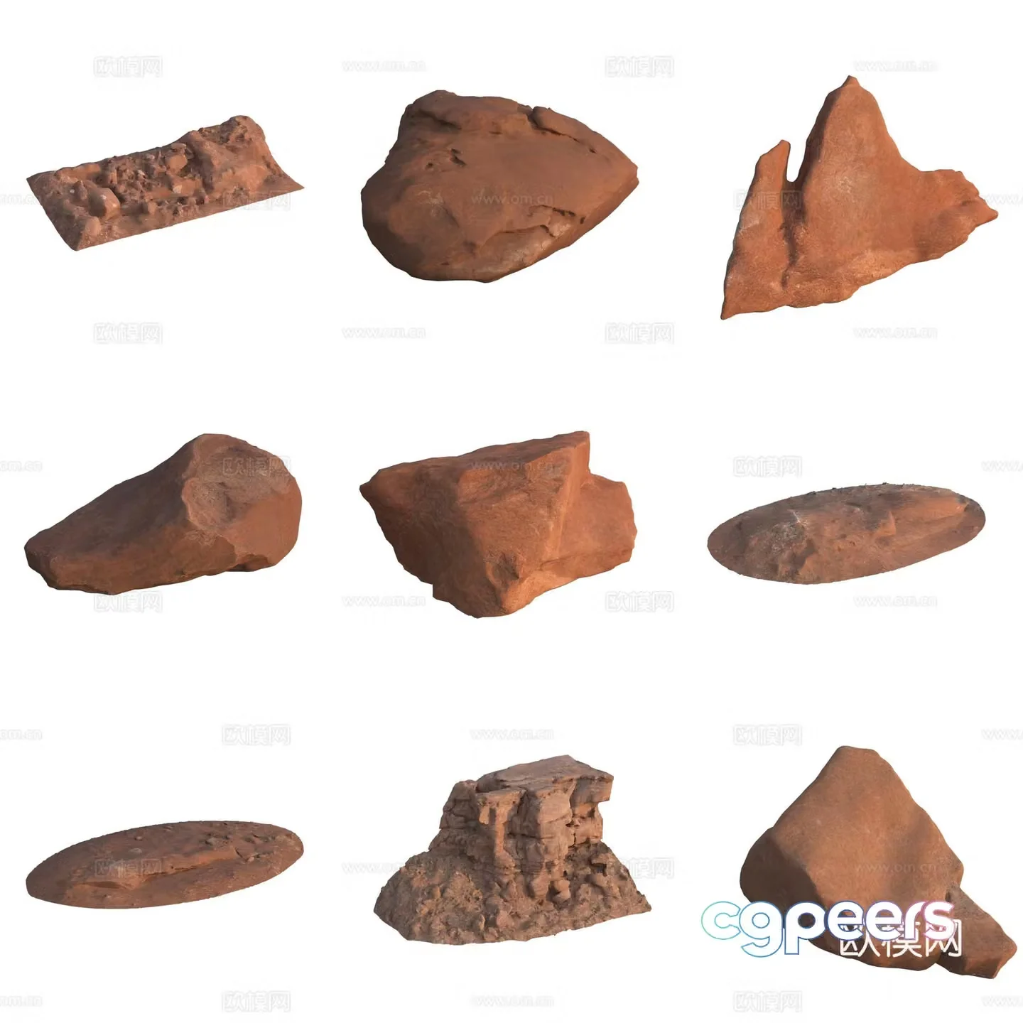 Sandstone large stone stone wall boulder 3D model